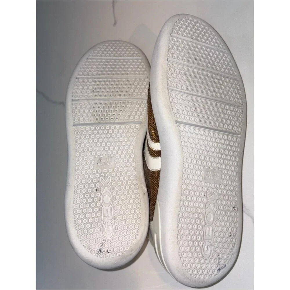 GEOX gold glitter leather sneakers 8